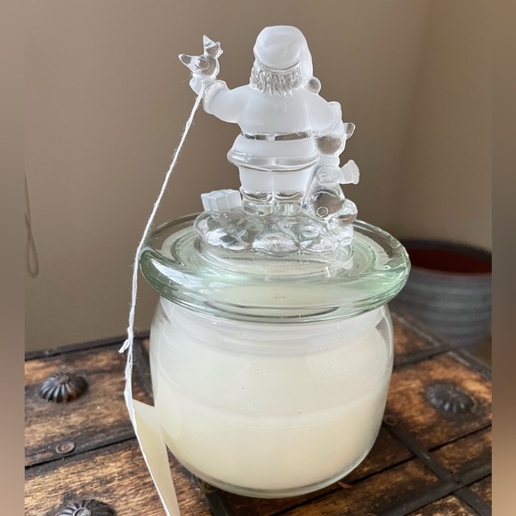 Vintage Crystal Glass Santa White Candle - Picture 2 of 5